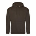 The JH001 hoodie from AWDis Just Hoods is shown against a white backdrop, featuring a front pocket and drawstring hood in a plain, dark green color. Its simple and casual design makes it ideal for everyday wear.