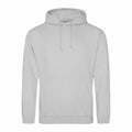 AWDis Just Hoods JH001, a gray hoodie featuring a front pocket and drawstring hood, displayed against a plain white background.