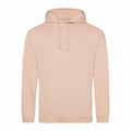 AWDis Just Hoods JH001 hoodie in beige, featuring a front pocket and drawstring hood, showcased against a white background.
