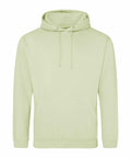 JH001 light green hoodie by AWDis Just Hoods, featuring a front pocket and drawstring hood, displayed against a plain white background.