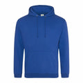 AWDis Just Hoods JH001, a blue hoodie featuring a front pocket and drawstring hood, showcased against a plain white background.