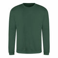 An AWDis Just Hoods JH030 sweatshirt featuring a plain green design with long sleeves and a crewneck.