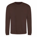 Introducing the JH030 by AWDis Just Hoods: This plain brown long-sleeve sweatshirt features a classic crew neck and an uncomplicated design that exudes a relaxed, cozy style. Crafted from soft fabric, it's perfect for everyday wear.