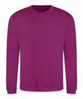 Product JH030 by AWDis Just Hoods features a plain purple sweatshirt with a crew neckline and long sleeves, presented against a white backdrop.
