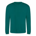 A plain teal JH030 sweatshirt from AWDis Just Hoods, featuring long sleeves and a crew neck, displayed against a white background.