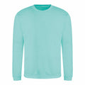 The JH030 by AWDis Just Hoods is a light blue sweatshirt featuring long sleeves and a crew neckline, showcased against a white background.