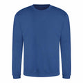 AWDis Just Hoods JH030 crewneck sweatshirt in plain blue with long sleeves, set against a white background.