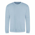 AWDis Just Hoods' JH030, a light blue crewneck sweatshirt with long sleeves, is set against a plain white background.