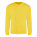 The AWDis Just Hoods JH030 is a simple yellow crew neck sweatshirt, photographed from the front against a white background.