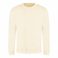 The AWDis Just Hoods JH030 is a plain, cream-colored crewneck sweatshirt with long sleeves, displayed against a white background.