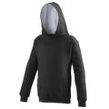 AWDis Just Hoods JH03J hoodie in black, featuring a front pocket and hood.