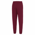 AWDis Just Hoods JH072 maroon sweatpants featuring an elastic waistband and cuffs, showcased against a white background.