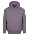A plain lavender hoodie with long sleeves, front pocket, and hood is shown on a white background, facing forward with no visible logos or designs.