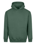 A plain forest green hoodie called "Hoodies," featuring long sleeves, a front pocket, and a hood, shown against a white background with no visible logos or designs.