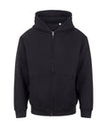 The Hoodies product is a plain black zip-up hoodie featuring an attached hood, two front pockets, and a front zip, displayed on a white background.