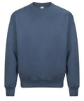 The Sweatshirts product is a solid blue, long-sleeved crew neck with ribbed cuffs, hem, and neckline, displayed against a white background.