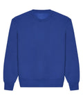 A solid royal blue, long-sleeved crewneck sweatshirt called "Sweatshirts," shown flat on a white background with ribbed cuffs, collar, and waistband.