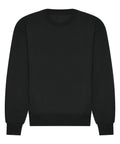 The Sweatshirts product is a plain black crew neck with long sleeves, ribbed cuffs, and a ribbed waistband, shown against a white background.