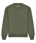 An olive green crew neck sweatshirt from our Sweatshirts collection, featuring long sleeves, ribbed cuffs and waistband, shown against a white background.