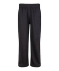 A pair of black tracksuit bottoms with an elasticated waistband and straight legs, photographed against a white background.