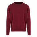 An AWDis Just Hoods JH130, featuring a plain burgundy design with long sleeves and a crew neckline, set against a white background.