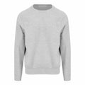 Front view of a plain gray JH130 sweatshirt by AWDis Just Hoods, featuring long sleeves and displayed on a white background.