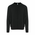 A plain black long-sleeve crew neck sweatshirt from AWDis Just Hoods, known as the JH130, displayed on a white background.