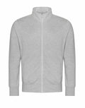 AWDis Just Hoods JH147: A gray zip-up jacket featuring a high collar and long sleeves, showcased against a white background.