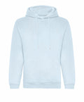 The JH201 light blue hoodie by AWDis Just Hoods features a front pouch pocket and a drawstring hood, showcased against a simple white background.