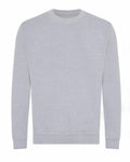 A JH230 sweatshirt from AWDis Just Hoods, featuring a plain light gray design with long sleeves and a round neckline, displayed against a white background.