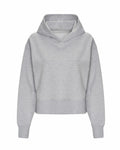 AWDis Just Hoods JH305: This gray hooded sweatshirt features a front pocket, long sleeves, and a loose fit.