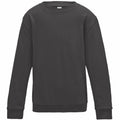 A plain black long-sleeve sweatshirt with a round neckline by AWDis Just Hoods (JH30J), displayed on a white background.
