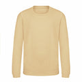 A plain beige crewneck sweatshirt with long sleeves from AWDis Just Hoods, product name JH30J, displayed against a white background.