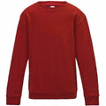 The JH30J sweatshirt by AWDis Just Hoods features a plain red design with long sleeves and a round neckline, shown against a white background.