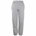 Rear view of AWDis Just Hoods JH72J sweatpants in plain gray, featuring an elastic waistband and cuffs.