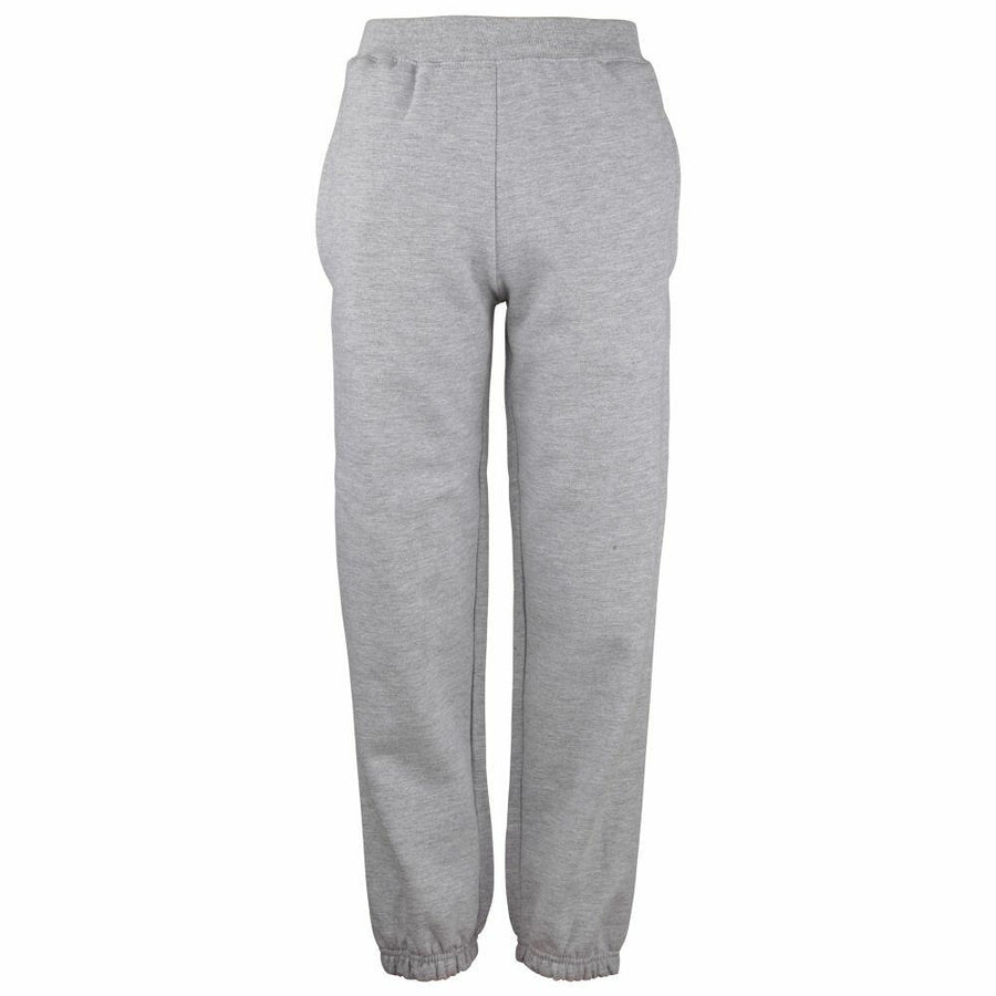 Rear view of AWDis Just Hoods JH72J sweatpants in plain gray, featuring an elastic waistband and cuffs.