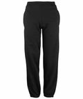 AWDis Just Hoods JH72J black sweatpants with an elastic waistband and cuffs. They have side pockets and a straight-leg fit.