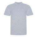 JP100 by AWDis Just Polo's is a light gray polo shirt featuring short sleeves and a three-button collar, showcased against a white background.