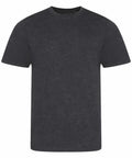 The product is the JT001, a short-sleeve t-shirt in a plain dark gray color from AWDis Just T's, displayed against a white background.