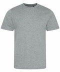 The JT001 T-shirt by AWDis Just T's is shown on a white background. This plain gray shirt features short sleeves, and its fabric seems soft with a subtle texture.