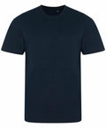 The JT001 by AWDis Just T's is showcased against a white background, featuring a plain black design with a crew neck and short sleeves, embodying simplicity and classic style.