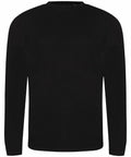 A JT002 black long-sleeve crew neck shirt by AWDis Just T's is displayed against a white background.