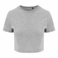 A gray short-sleeve cropped t-shirt from AWDis Just T's (Model: JT006) is displayed on a white background.