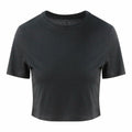 AWDis Just T's JT006 black crop top with short sleeves displayed on a white background.