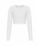 JT016 long-sleeve crop top by AWDis Just T's on a plain background.
