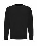The AWDis Just T's JT019 is a plain black long-sleeve shirt featuring a round neckline, displayed against a white background.