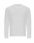 JT019 long-sleeve shirt in white with a crew neck by AWDis Just T's, set against a plain background.
