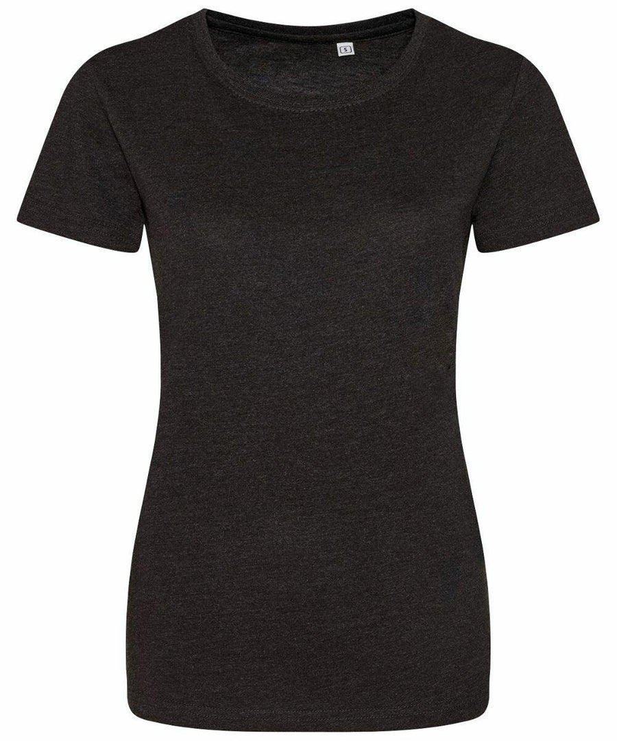 An AWDis Just T's JT01F black short-sleeve t-shirt displayed on a white background.