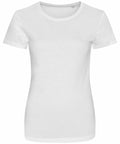 JT01F by AWDis Just T's is a plain white T-shirt featuring a round neck and short sleeves, presented against a white background.