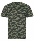 A JT034 by AWDis Just T's featuring a green camouflage pattern.